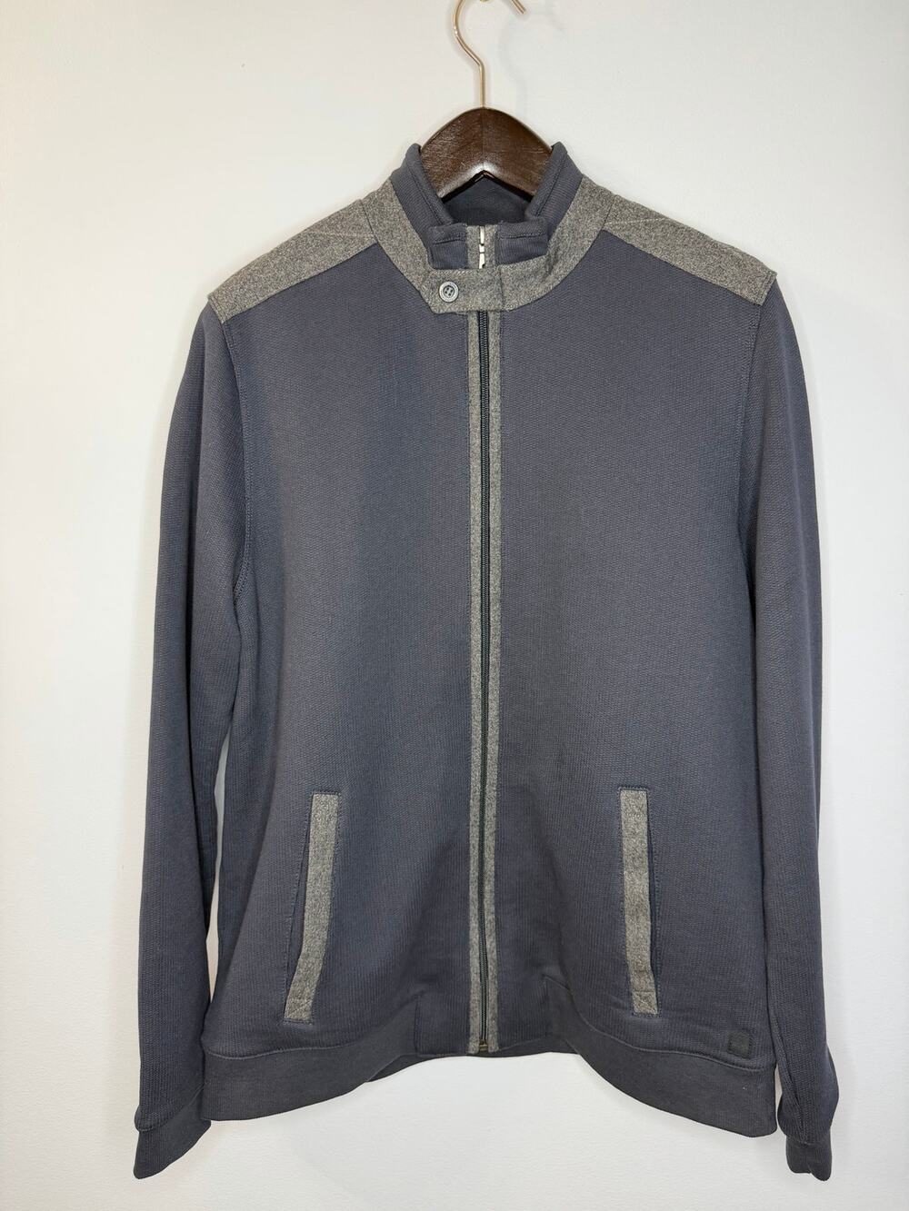 Hugo Boss Men's Gravina Blue Full Zip Mock Neck Sweater Jacket Sz XL